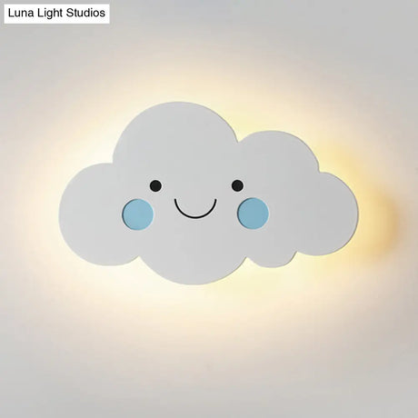 Modern Metal Cloud Wall Light - Pink/Blue Led Sconce For Bedroom