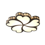 Modern Metal Clover Flush Mount Light With Clear K9 Crystal Led Black/White