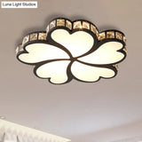 Modern Metal Clover Flush Mount Light With Clear K9 Crystal Led – Black/White