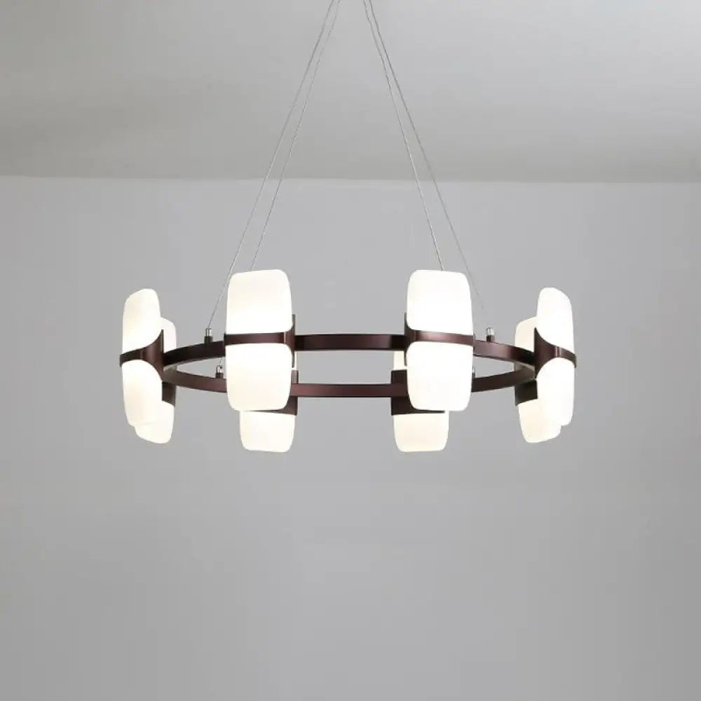 Modern Metal Coffee Hanging Chandelier - 26’’/30’’ Wide Circular Pendant Light Kit with 8 Lights Coffee / 30’’