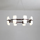 Modern Metal Coffee Hanging Chandelier - 26’’/30’’ Wide Circular Pendant Light Kit with 8 Lights Coffee / 30’’