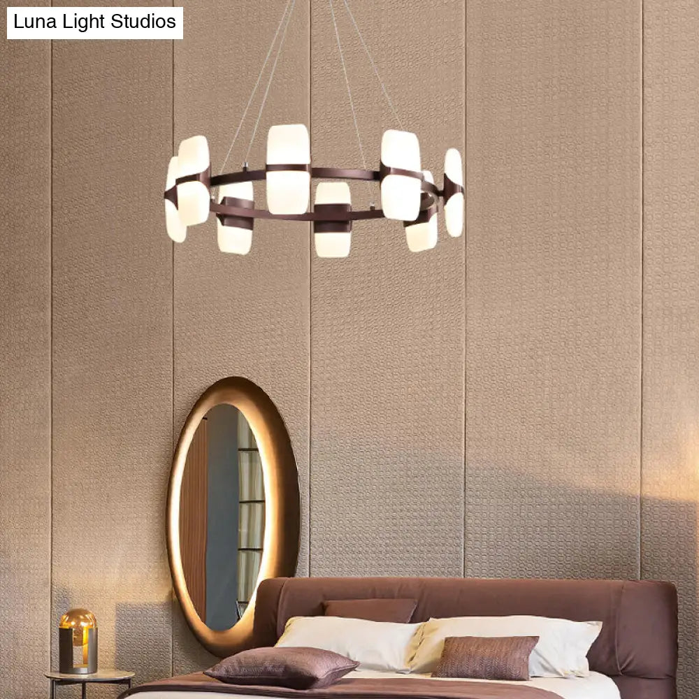 Modern Metal Coffee Hanging Chandelier - 26’’/30’’ Wide Circular Pendant Light Kit with 8 Lights