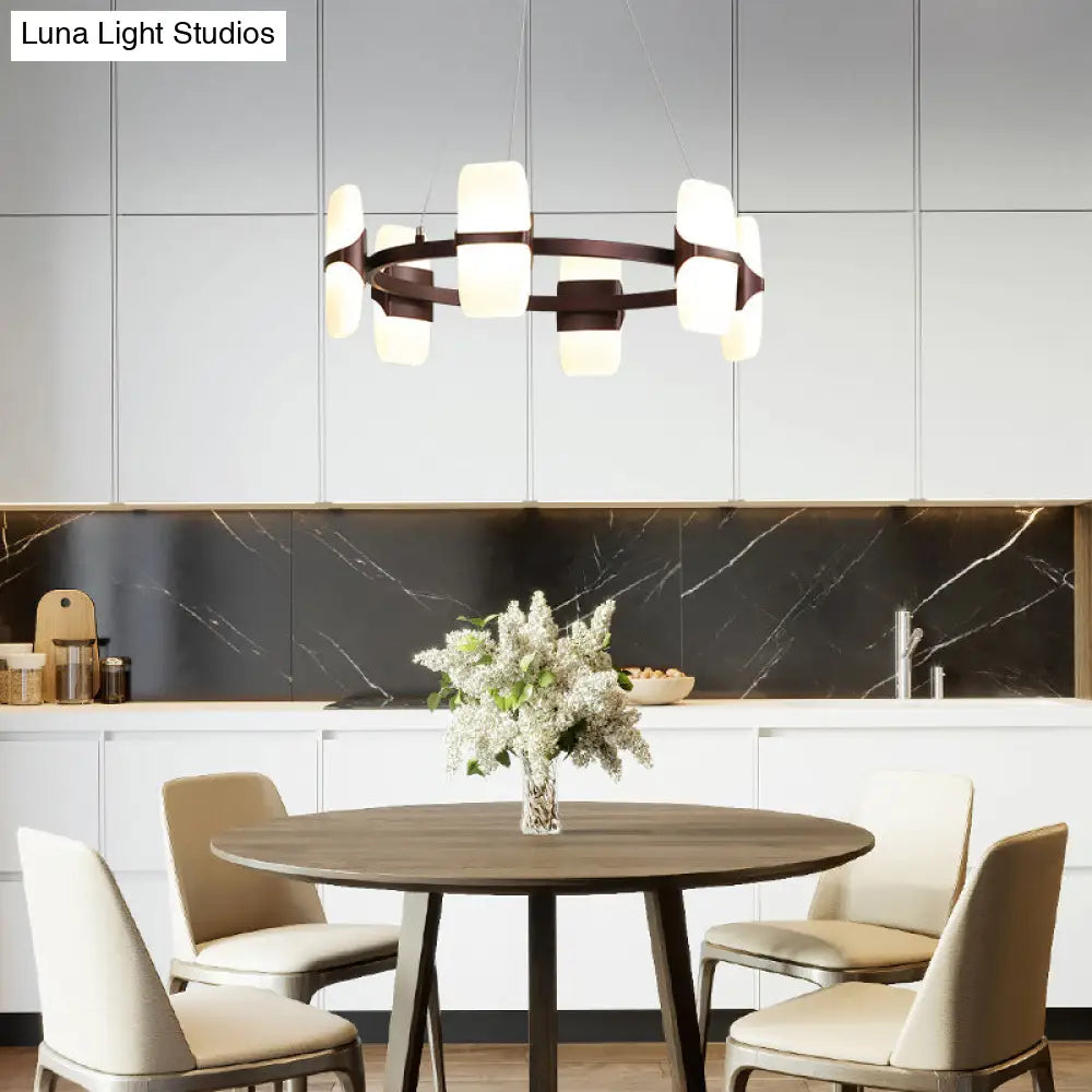 Modern Metal Coffee Hanging Chandelier - 26’’/30’’ Wide Circular Pendant Light Kit with 8 Lights