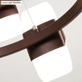 Modern Metal Coffee Hanging Chandelier - 26’’/30’’ Wide Circular Pendant Light Kit with 8 Lights