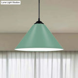 Modern Metal Cone Hanging Light 1-Light Pink/Yellow/Green Pendant 12’/14’/16’ Dia