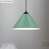 Modern Metal Cone Hanging Light 1-Light Pink/Yellow/Green Pendant 12’/14’/16’ Dia
