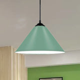Modern Metal Cone Hanging Light 1-Light Pink/Yellow/Green Pendant 12’/14’/16’ Dia Green / 12’