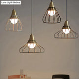Modern Metal Cone Pendant Light With Wire-Cage Shade - 1 9’/13’ Wide