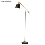 Modern Metal Conic Stand Floor Lamp With Balance Arm - Single Black Finish