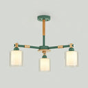 Modern Metal Cylinder Pendant Light Fixture With 3 Lights - Living Room Lighting Green