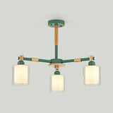 Modern Metal Cylinder Pendant Light Fixture With 3 Lights - Living Room Lighting Green