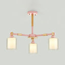 Modern Metal Cylinder Pendant Light Fixture With 3 Lights - Living Room Lighting Pink