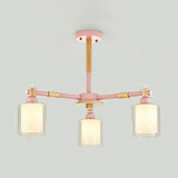 Modern Metal Cylinder Pendant Light Fixture With 3 Lights - Living Room Lighting Pink