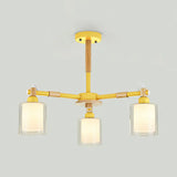 Modern Metal Cylinder Pendant Light Fixture With 3 Lights - Living Room Lighting Yellow