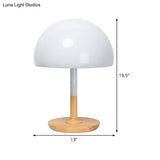 Modern Metal Desk Lamp With 1 Head White Table Light - Circular Beige Wood Base