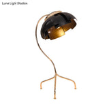 Modern Metal Desk Lamp With Tripod Base - Dome Design 1 Bulb Black Finish