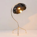 Modern Metal Desk Lamp With Tripod Base - Dome Design 1 Bulb Black Finish