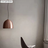 Modern Metal Domed Pendant Light - 1-Light Black/Copper Suspension For Dining Room