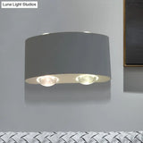 Modern Metal Drum Wall Lamp - 4 Bulb White With White/Warm Lighting