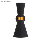 Modern Metal Flare Sconce With 2 Bulbs For Bedroom Wall Mount In Black