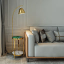 Modern Metal Floor Lamp With 2-Tiered Tray For Living Room Reading Green