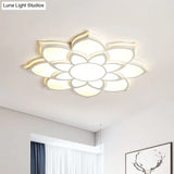 Modern Metal Flower Flush Mount Ceiling Light Led Integrated White Warm/White Various Sizes