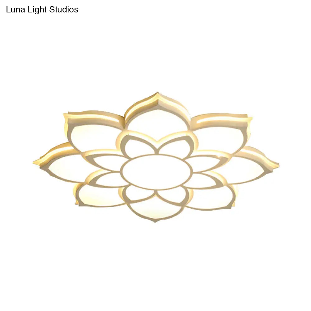 Modern Metal Flower Flush Mount Ceiling Light Led Integrated White Warm/White Various Sizes