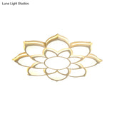 Modern Metal Flower Flush Mount Ceiling Light Led Integrated White Warm/White Various Sizes
