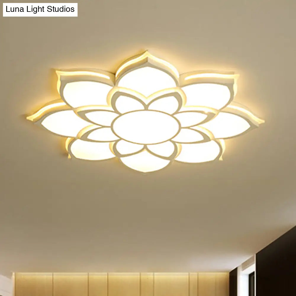Modern Metal Flower Flush Mount Ceiling Light Led Integrated White Warm/White Various Sizes