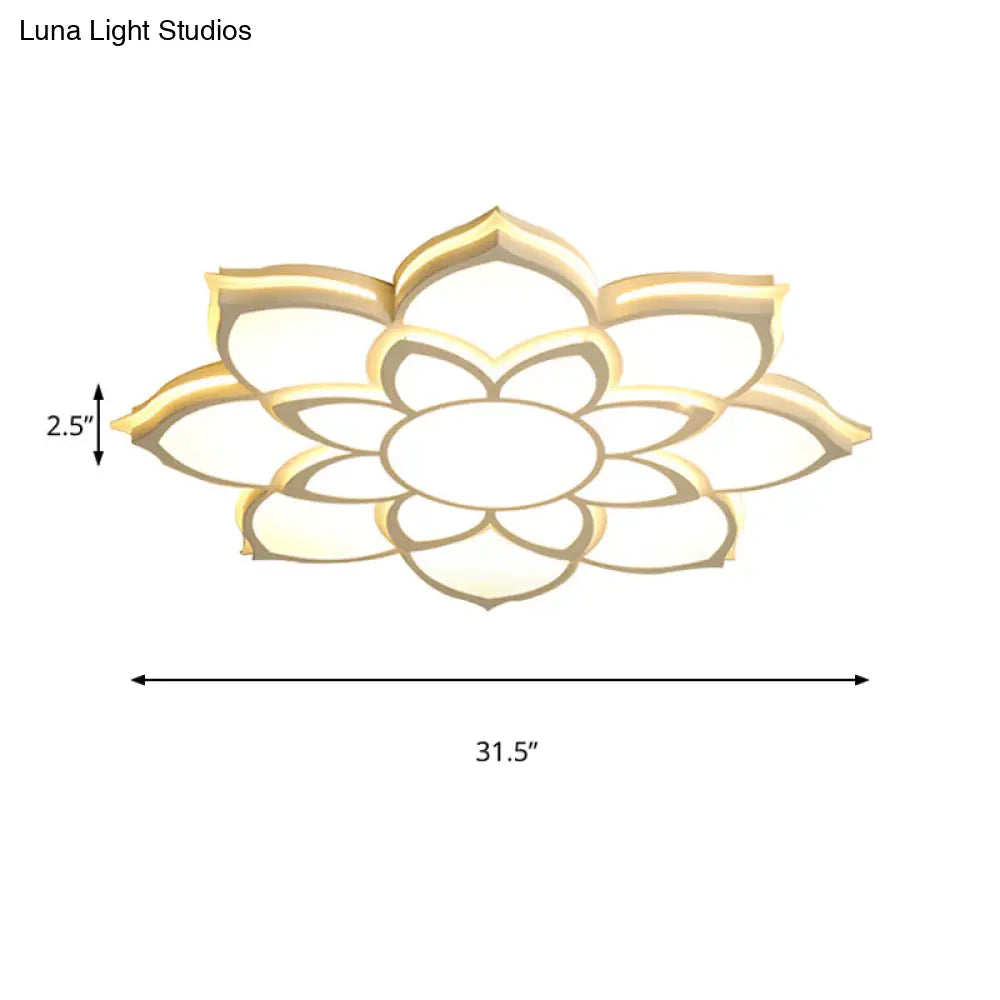 Modern Metal Flower Flush Mount Ceiling Light Led Integrated White Warm/White Various Sizes
