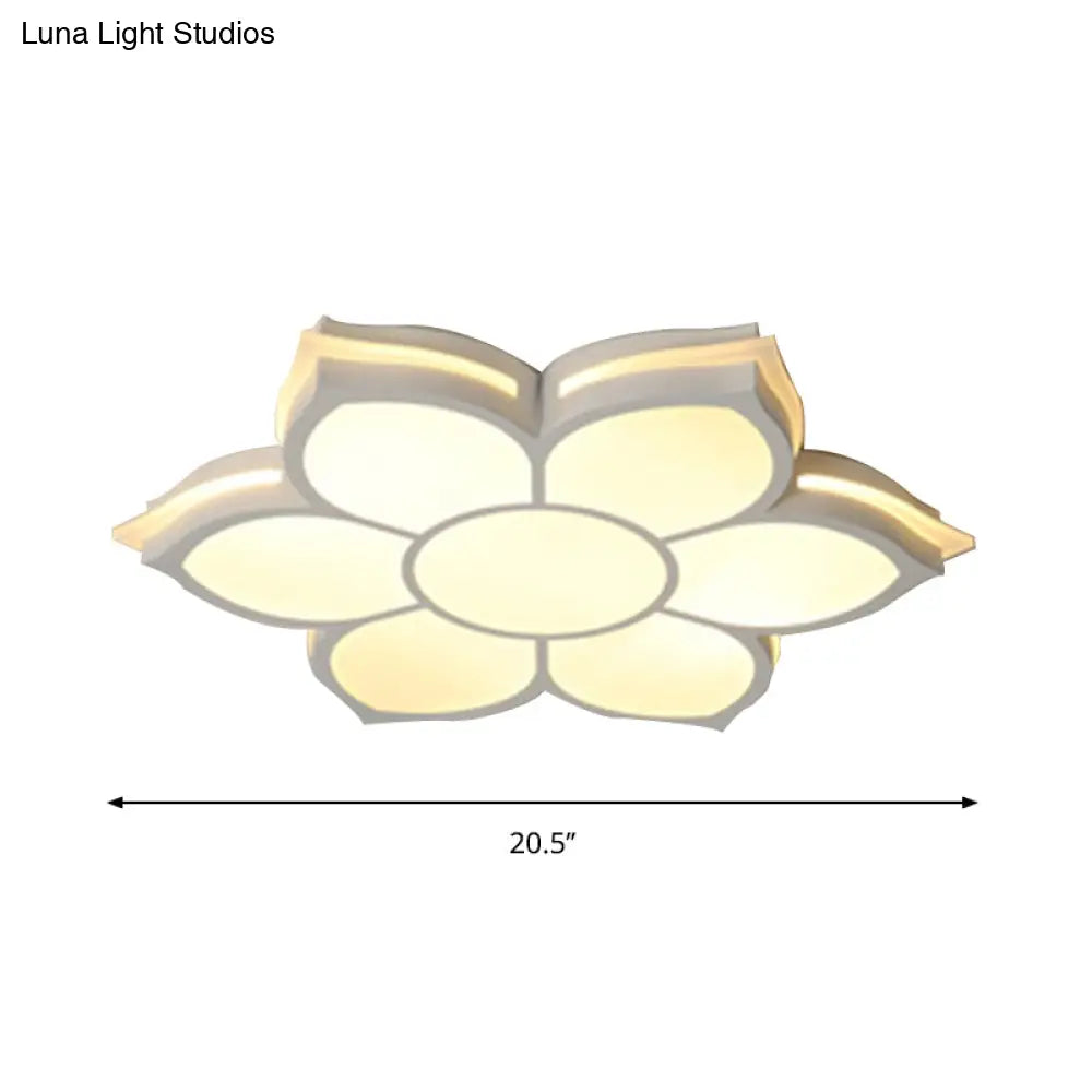 Modern Metal Flower Flush Mount Ceiling Light Led Integrated White Warm/White Various Sizes