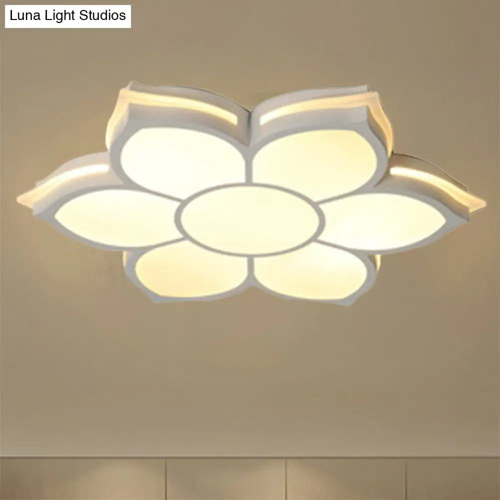 Modern Metal Flower Flush Mount Ceiling Light Led Integrated White Warm/White Various Sizes
