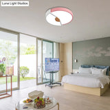 Modern Metal Flush Light With Integrated Led Bulb Black/Pink/Yellow Ceiling Mounted Lamp Multiple