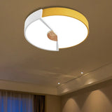 Modern Metal Flush Light With Integrated Led Bulb Black/Pink/Yellow Ceiling Mounted Lamp Multiple
