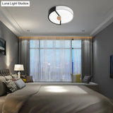 Modern Metal Flush Light With Integrated Led Bulb Black/Pink/Yellow Ceiling Mounted Lamp Multiple