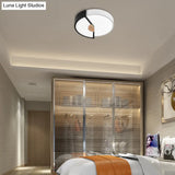 Modern Metal Flush Light With Integrated Led Bulb Black/Pink/Yellow Ceiling Mounted Lamp Multiple