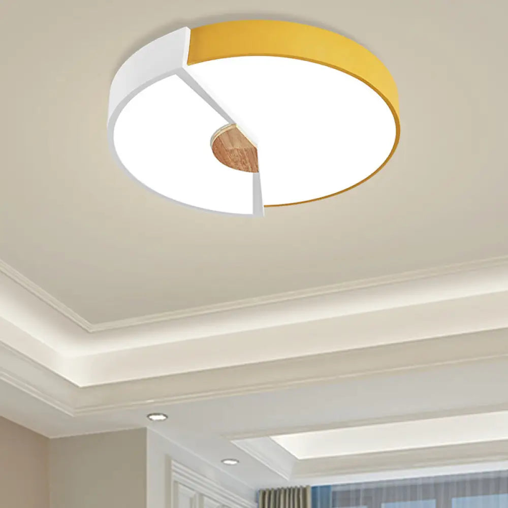 Modern Metal Flush Light With Integrated Led Bulb Black/Pink/Yellow Ceiling Mounted Lamp Multiple
