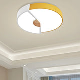 Modern Metal Flush Light With Integrated Led Bulb Black/Pink/Yellow Ceiling Mounted Lamp Multiple