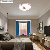 Modern Metal Flush Light With Integrated Led Bulb Black/Pink/Yellow Ceiling Mounted Lamp Multiple
