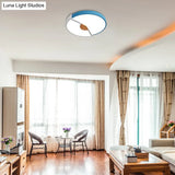Modern Metal Flush Light With Integrated Led Bulb Black/Pink/Yellow Ceiling Mounted Lamp Multiple