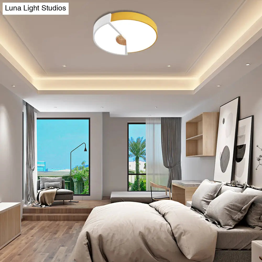 Modern Metal Flush Light With Integrated Led Bulb Black/Pink/Yellow Ceiling Mounted Lamp Multiple