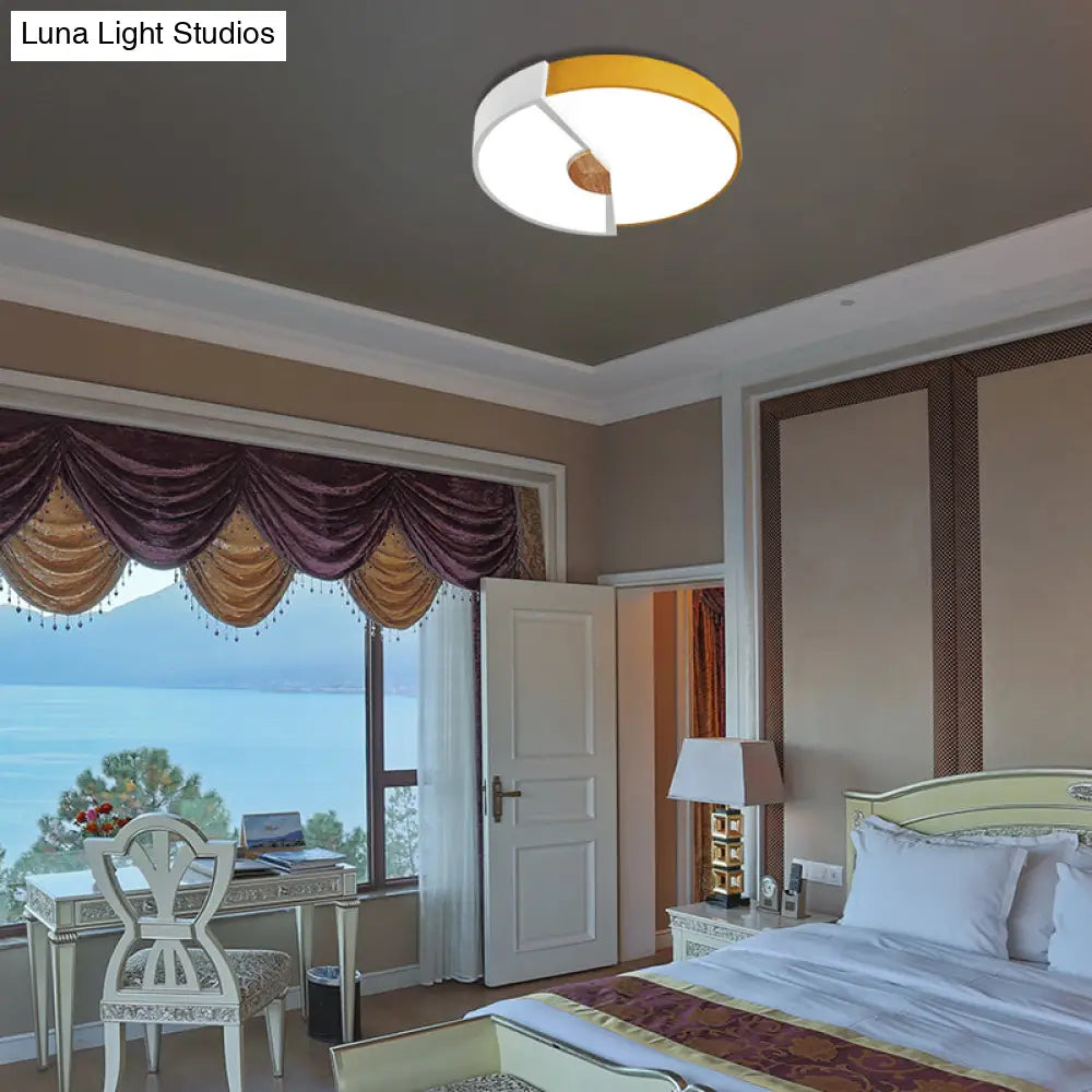 Modern Metal Flush Light With Integrated Led Bulb Black/Pink/Yellow Ceiling Mounted Lamp Multiple