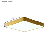 Modern Metal Flush Mount Ceiling Lamp - 16’/19.5’/23.5’ Wide Square Led Yellow/Green White/Warm