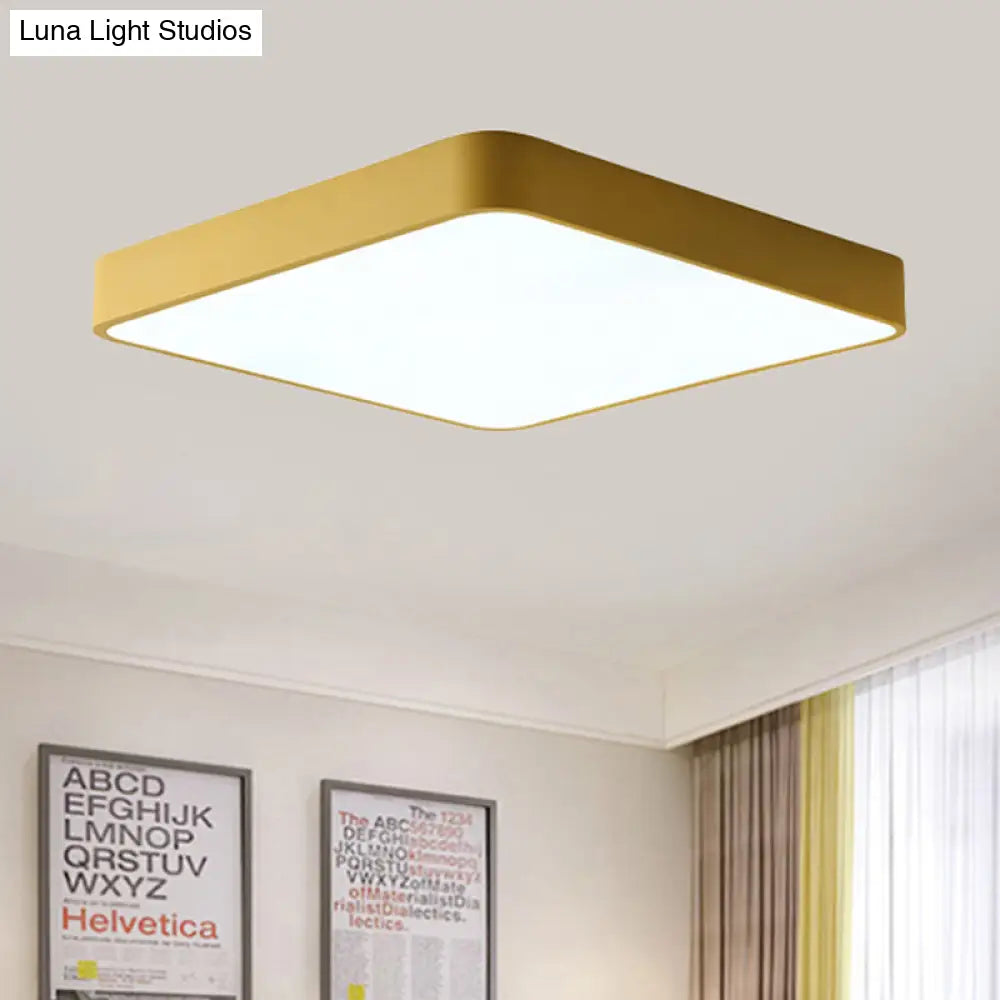 Modern Metal Flush Mount Ceiling Lamp - 16/19.5/23.5 Wide Square Led Yellow/Green White/Warm Yellow