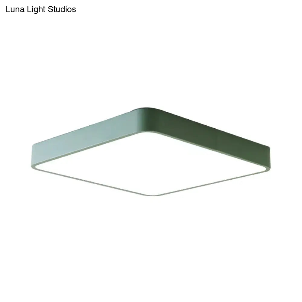Modern Metal Flush Mount Ceiling Lamp - 16’/19.5’/23.5’ Wide Square Led Yellow/Green White/Warm