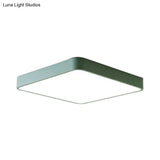 Modern Metal Flush Mount Ceiling Lamp - 16’/19.5’/23.5’ Wide Square Led Yellow/Green White/Warm