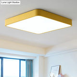 Modern Metal Flush Mount Ceiling Lamp - 16’/19.5’/23.5’ Wide Square Led Yellow/Green White/Warm