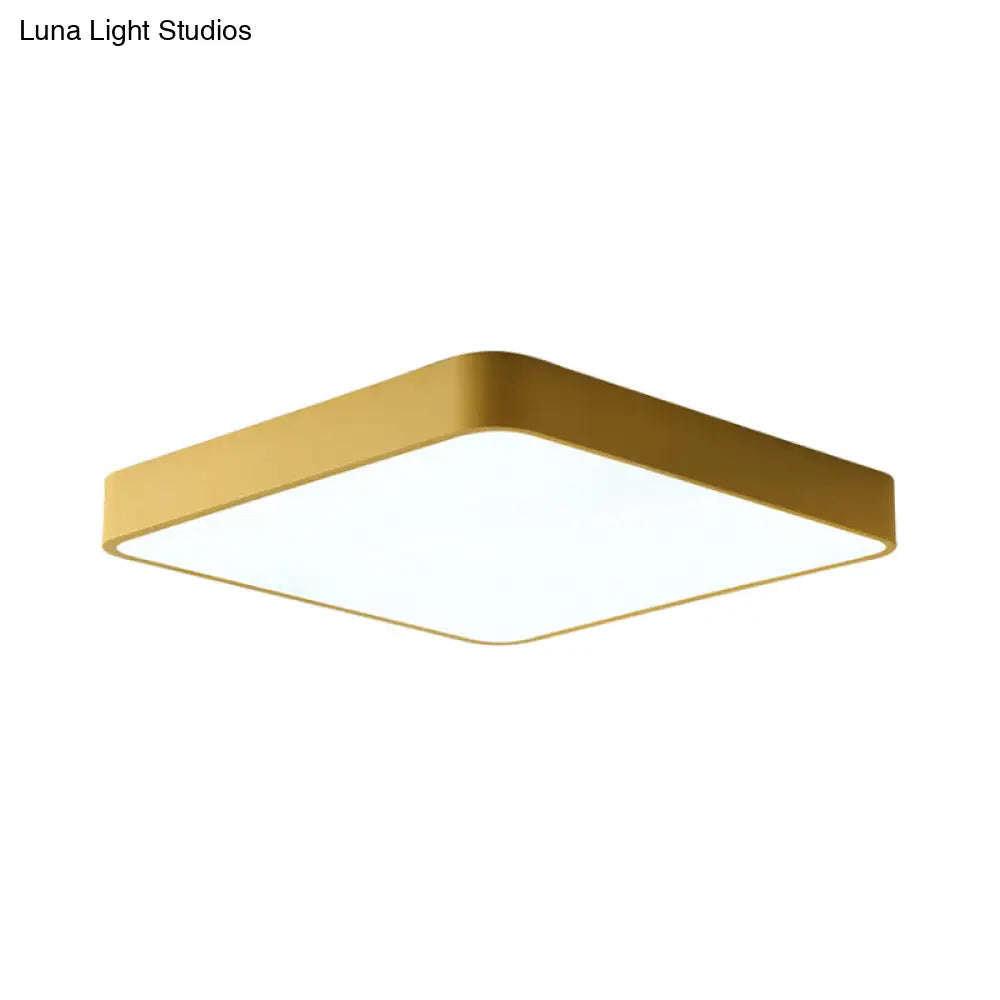 Modern Metal Flush Mount Ceiling Lamp - 16’/19.5’/23.5’ Wide Square Led Yellow/Green White/Warm