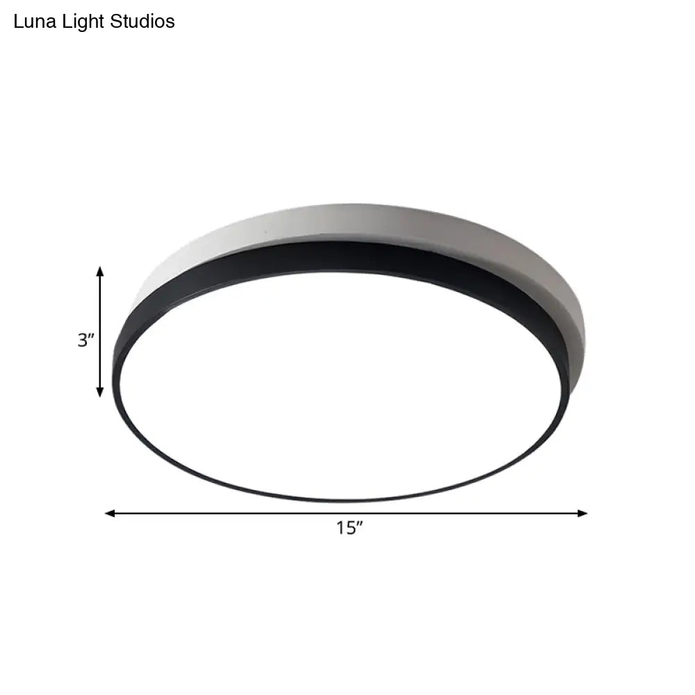 Modern Metal Flush Mount Ceiling Light Fixture With Led Acrylic Shade - Black 11’/15’/19’ Diameter