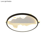 Modern Metal Flush Mount Led Ceiling Light In Black/White - Warm/White 16.5’/20.5’ Diameter